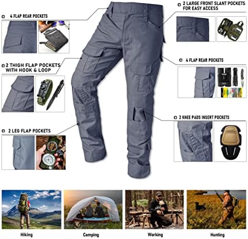 OCANXUE Taktik Pantolon Kamuflaj Kargo Pantolon Erkekler için Açık yürüyüş pantolonu Rip-Stop Çalışma Pantolon Çok Cep Pantolon