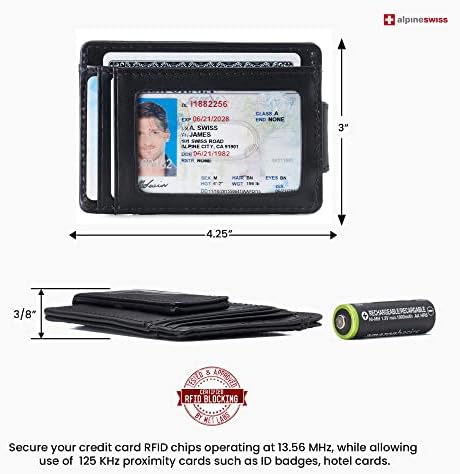 Alp İsviçre Harper Erkek RFID İnce Para Klip Ön cüzdan Minimalist Deri kimlik kartı tutucu