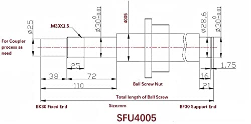 Mssoomm 40mm Ballscrew SFU4005 RM4005 Anti Boşluklu Vidalı, uzunluk 55.91 inç / 1420mm Metal Somunlu 5mm Pitch (BK/BF30 için