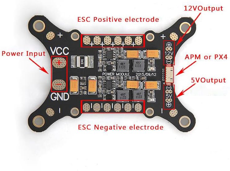 FEİCHAO 5 in 1 PDB Amortisör Entegre Güç Modülü ESC 5V 12V dağıtım panosu ile Uyumlu APM PX4 Uçuş Kontrol Drone
