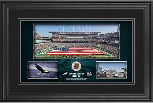 Philadelphia Eagles, Oyunda Kullanılan Futbolla 10 x 18 Stadyum Panoramik Kolajını Çerçeveledi - Sınırlı Sayıda 500 NFL Oyunu
