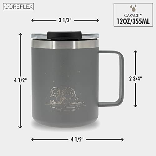 COREFLEX 12oz Sızdırmaz Vakum Yalıtımlı Kahve Kulplu ve Kapaklı Kupa-Paslanmaz Çelik Çift Cidarlı Kahve Fincanı, Snow Monkey