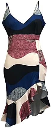 Kadın Seksi Wrap Elbise Çiçek Spagetti Kayışı İmparatorluğu Bel Bodycon Fırfır Yarık Kokteyl Elbise Hawaii Plaj Elbise