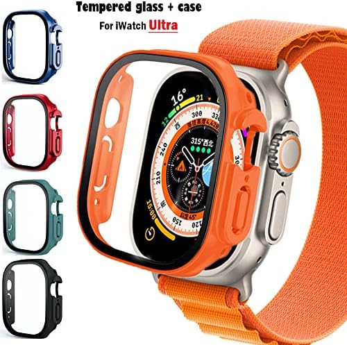 KGFCE Cam + kılıf Apple Ürünü için Ultra 49mm Kayış smartwatch PC Tampon + Ekran Koruyucu Temperli Kapak iwatch Serisi Bant