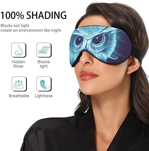 FOLİOSA Neon Mavi Baykuş Uyku Maskesi, Nefes Rahat Göz Mash Ağırlıklı Uyku Kadın Erkek Ayarlanabilir Elastik Kayış ile