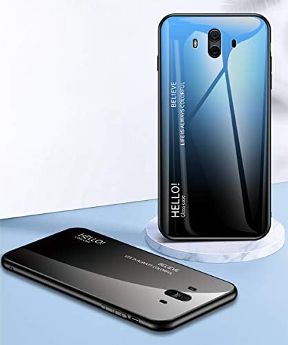 Huawei Mate 10 için LUSHENG Durumda, degrade Renk Temperli Cam Arka Kabuk Yumuşak TPU Kenar Kapak Telefon Kılıfı, Huawei