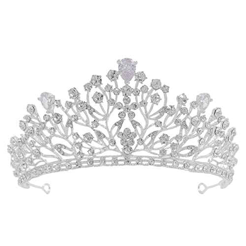 SH Kristal Tiara Kadınlar için, Gümüş Düğün Taç Gelin için, kraliçe Taç Prenses Tiara Headpieces Gelin saç aksesuarları
