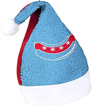 Chicago Köpekler Logo Komik Noel Şapka Pullu Noel Baba Şapkaları Erkekler Kadınlar için Noel Tatil Parti Süslemeleri