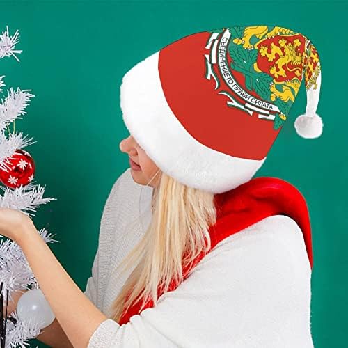 Bulgar Rozeti Bayrağı Noel Şapka Yumuşak Peluş Santa Kap Komik Bere Noel Yeni Yıl Şenlikli Parti