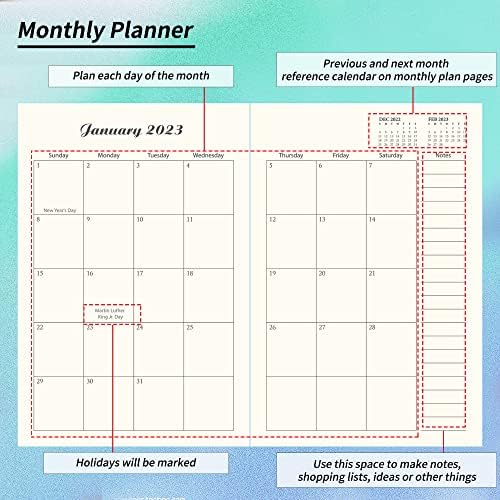 CAGIE Planlayıcısı 2023 Haftalık ve Aylık Kalem, Açık Mavi Planlayıcısı Kadınlar için Gündem Aylık Gider İzci, Alışkanlık