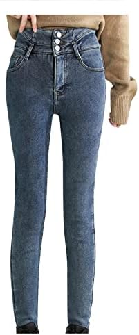 Kadınlar için yüksek Belli Kot Sıcak Harem Düz Kalınlaşmış Gevşek Peluş Capri Streç Kot Pantolon Pantolon