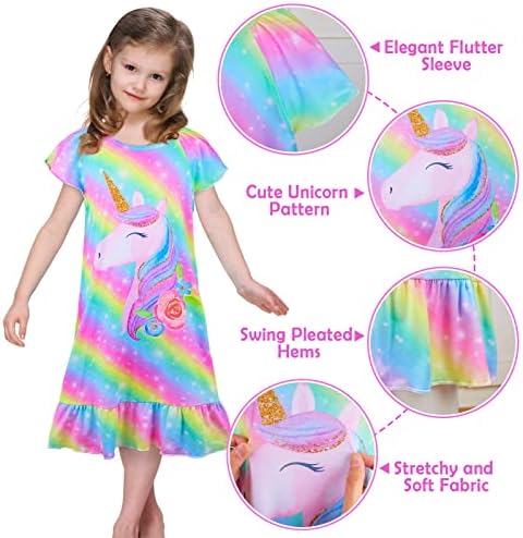 ICOSY Eşleşen Kız ve Bebek Gecelikler Giysileri Unicorn Pijama Pijama Kıyafet Kızlar ve Amerikan 18 Kız Bebek