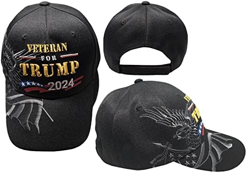 Ticaret Rüzgarları Veteran Trump 2024 Siyah Gri ABD Kartal Gölge Ayarlanabilir İşlemeli beyzbol şapkası Şapka