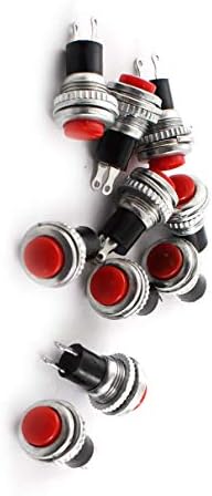 Aexit 10 x Anahtarları kırmızı şapka SPST Anlık Buton Anahtarı AC125V 3A 250 V Ayak Anahtarları 6A 10mm