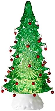 RAZ İthalatı 2022 Tatil Su Fenerleri Jingle Bells ve Dönen Parıltılı 12 Işıklı Yeşil Ağaç