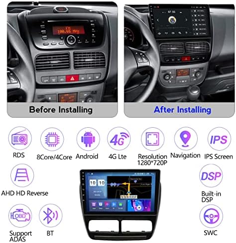 FBKPHSS Android 11.0 Araba Stereo 2DİN Radyo Fiat Doblo 2010-2015 için Sat GPS Navigasyon 10 İnç Dokunmatik Ekran MP5 Multimedya