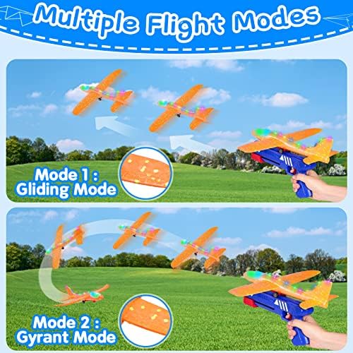 Refasy 3 Paket Uçak Launcher Oyuncaklar, 2 Uçuş Modu LED Planör Mancınık Uçak Oyuncak Launcher ile, çocuklar Hediyeler için