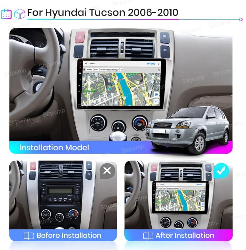 10.14 + 64GB Android 10 Dash Araba Stereo Radyo için Fit Hyundai Tucson 2006 07 08 09 10 11 12 13 GPS navigasyon başkanı