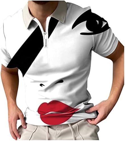 Fit Moda Klasik Gömlek Gömlek Yaka Kısa Kollu 1/4 erkek Fit Baskılı Rahat Fermuar İnce erkek Seti Gömlek
