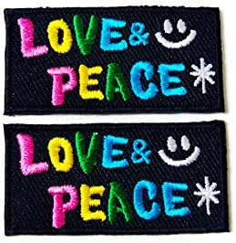 2 Küçük Set. Mini Siyah Aşk Barış Renkli İfadeler Sevimli Karikatür Logo Yamalar Dikmek Demir on İşlemeli Aplike Rozeti İşareti