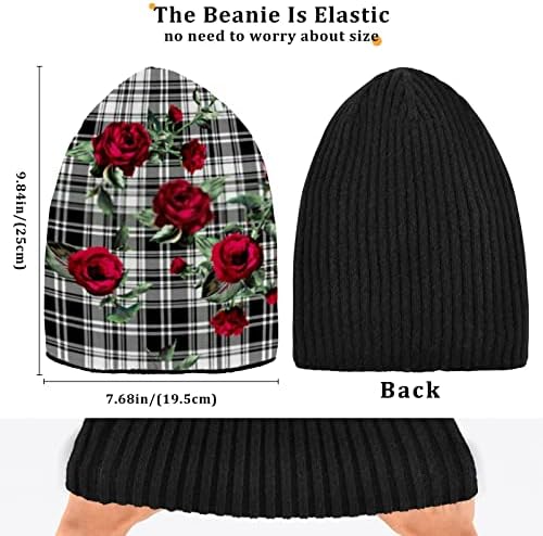 Ekose Siyah Kırmızı Bere Şapka Erkekler Kadınlar için Yumuşak Sıcak Bayan Kış Şapka Erkek hımbıl bere