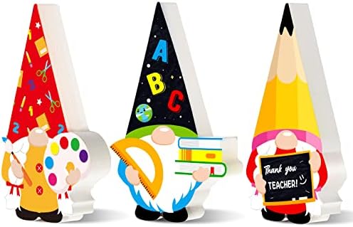 Geelin 3 Parça Öğretmen Gnome Ahşap Burcu Bağlantısız Masa Süslemeleri Öğretmen Takdir Gnome Süslemeleri Gnome Masa Centerpiece
