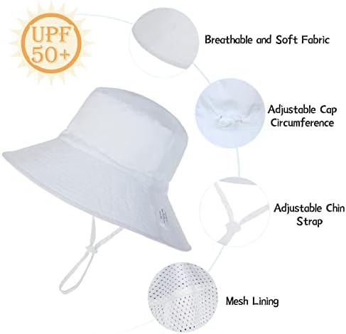 Bebek güneş şapkası Toddler Yaz UPF 50 + Güneş Koruma Erkek Bebek Şapka plaj şapkaları Geniş Ağız Kova Bebek Kız için Ayarlanabilir
