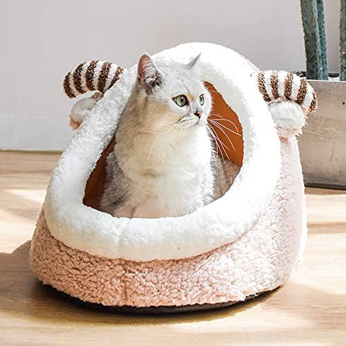 LKXHarleya kedi çadır mağara yatak, çıkarılabilir 2 in 1 Pet House & kanepe yastığı kalın peluş öz, ısınma uyku yuva için