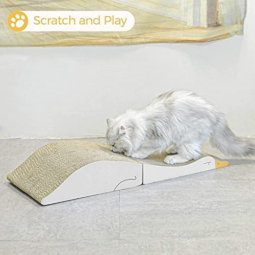 Pawfectpals Ördek Şeklinde Katlanabilir Geri Dönüşümlü Kedi Tırmalama Karton Ped Salonu, Çizik ve Oyun, Ortadan Kaldırmak