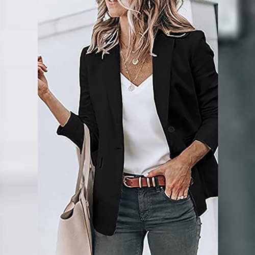 Kadın Uzun Kollu İnce Hafif Blazer Açık Ön Hırka Ceket Çalışma Ofisi Yaka Yaka Blazers Güz Tops