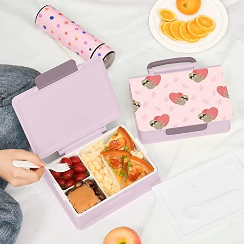 MCHİVER Tembellik Tutun Kalp Pembe Bento Kutusu Yetişkin Öğle yemeği kollu kutu Taşınabilir çocuk yemek kutusu Kaşık Çatal
