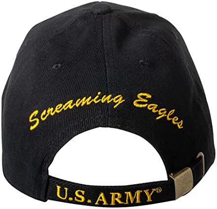 101st Havadan Bölümü Screaming Eagles İşlemeli Kap Şapka-Ayarlanabilir Toka Kapatma Siyah