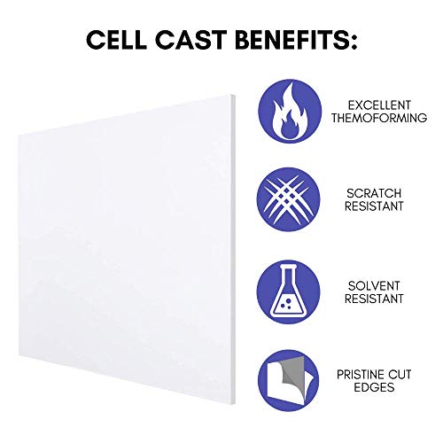 Acrycast Hücre Döküm Akrilik Levha - 1/8 Kalın (3mm) 12 x 12 - Şeffaf Termoplastik Reçine Kare Panel-Yönlendirilebilir, Testere