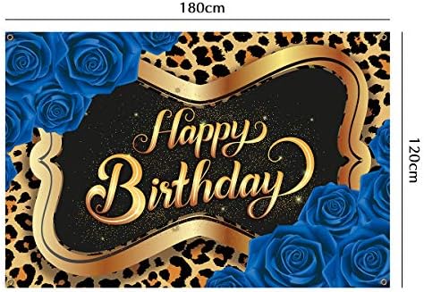 Backqın Mavi Banshee Gül Leopar Baskı Tema Mutlu Doğum Günü Backdrop Parti Süslemeleri için, Mutlu Doğum Günü Fotoğraf Arka