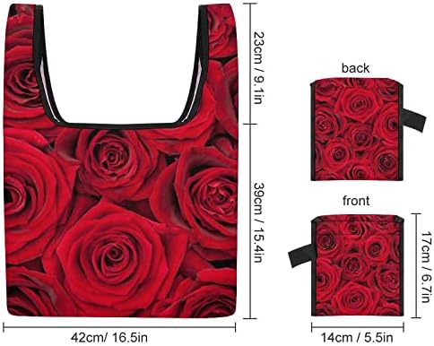 Güzel Kırmızı Güller Katlanabilir Alışveriş Çantaları Dayanıklı Moda bakkal Torbaları yeniden kullanılabilir alışveriş çantası