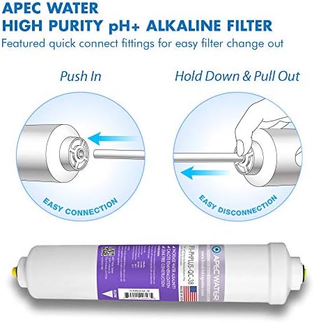 APEC Su Sistemleri PHPLUSKİT-38 10 ABD Yapımı Alkali Yüksek Saflıkta pH + Kalsiyum Karbonat Inline filtre kiti ile 3/8 D
