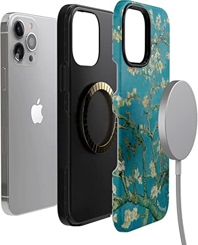 Casely iPhone 13 Pro Max Çiçek Kılıfı / MagSafe ile Uyumlu / Van Gogh Badem Çiçeği Telefon Kılıfı