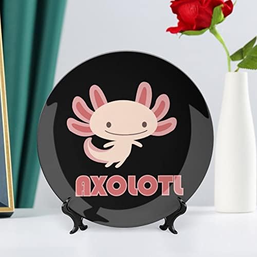Sevimli Axolotls Dekoratif Levha Yuvarlak seramik tabak Kemik Çini Tabak Ekran Standı ile Parti Düğün Dekor için