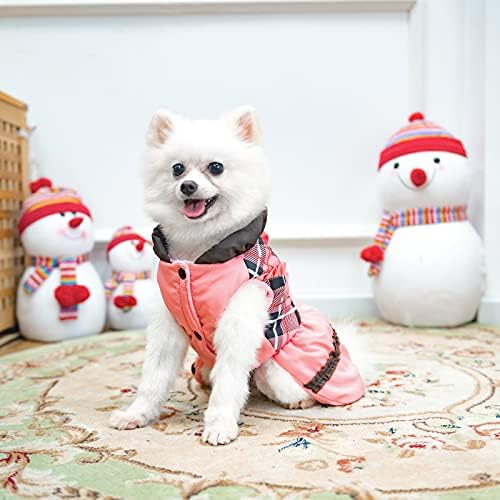 SCENEREAL Köpek Kış Ceket Su Geçirmez Soğuk Hava Giysileri Sıcak Pet Polar Astar Kazak Klasik Ekose Köpek Ceket Küçük Orta