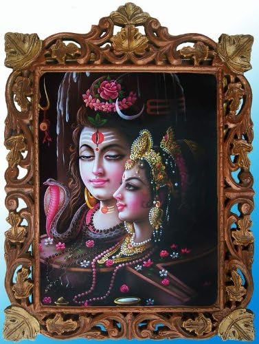 Lord Shiva Parvati çin'de Shivling Posteri Boyama Ahşap El Sanatları Çerçeve, Sanat El Sanatları ve El Sanatları