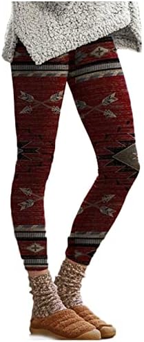 Bayan Ultra Yumuşak Fırçalanmış Tayt Vintage Batı Aztek Etnik Çiçek Baskı Pantolon Yüksek Belli Egzersiz koşucu pantolonu