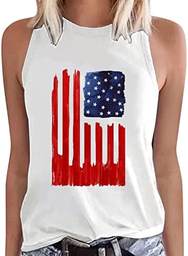 4th Temmuz Tankı Üstleri Kadınlar için Amerikan Bayrağı Yaz Casual Kolsuz T Shirt Yıldız Çizgili Kravat Boya Spor Tankı Üstleri