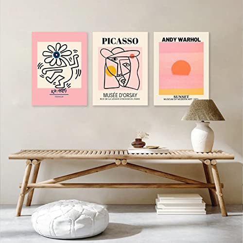 Matisse Duvar Sanat 3 Set, Soyut Matisse Duvar sanat sergisi Posterler, Çerçeveli Tuval Picasso Baskılar Boyama, Minimalist
