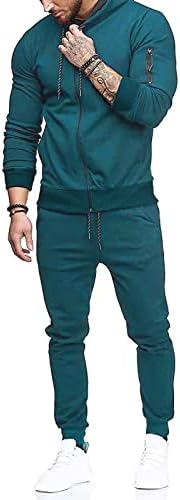 Erkek spor kapüşonlu sweatshirt ve pantolon seti Rahat Spor Düz Renk Kazak