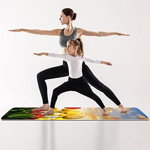 Yoga Mat, Ev Egzersiz için Yoga Paspaslar, Egzersiz Mat, Egzersiz Paspaslar, Pilates Mat, lale çiçek bitki desen