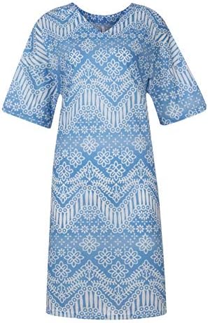 Boho V Boyun rahat elbise Kadınlar için Gevşek Kısa Kollu Baskılı Midi Elbise yazlık t-Shirt Elbise Shift Elbise