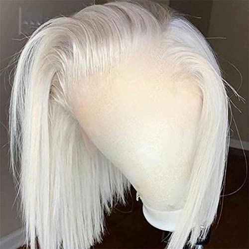 FENJUN HD Şeffaf Dantel Frontal 60 Gri Beyaz Platin Sarışın Peruk insan saçı Kısa Bob Dantel ön peruk Bebek Saç ile Ön koparıp