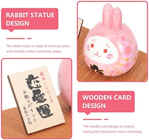 NOLİTOY Porselen Tavşan Bunny Heykelcik: Çin Yeni Yılı Dekorasyon Japon Porselen Şanslı Bebek Masaüstü Dekor için Servet