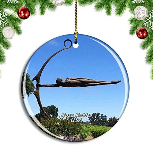 Weekino ABD Amerika Paso Robles Heykel Bahçe Noel Noel Ağacı Süsleme Dekorasyon Asılı Kolye Dekor Şehir Seyahat Hatıra Koleksiyonu