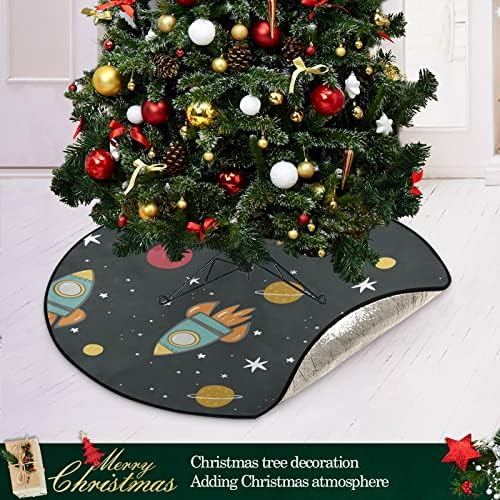 xigua Elle Çizilmiş Roket Noel Ağacı Mat Su Geçirmez Ağaç Standı Mat Emici Ağaç Standı Tepsi Mat Zemin Koruma için Noel Tatili